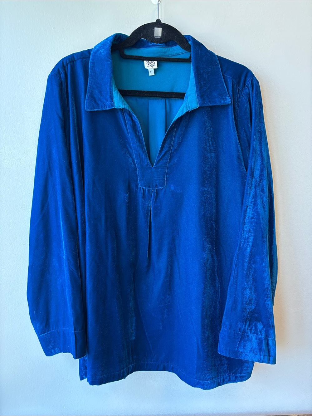 ivy jane Velour long sleeve Shirt in Royal Blue